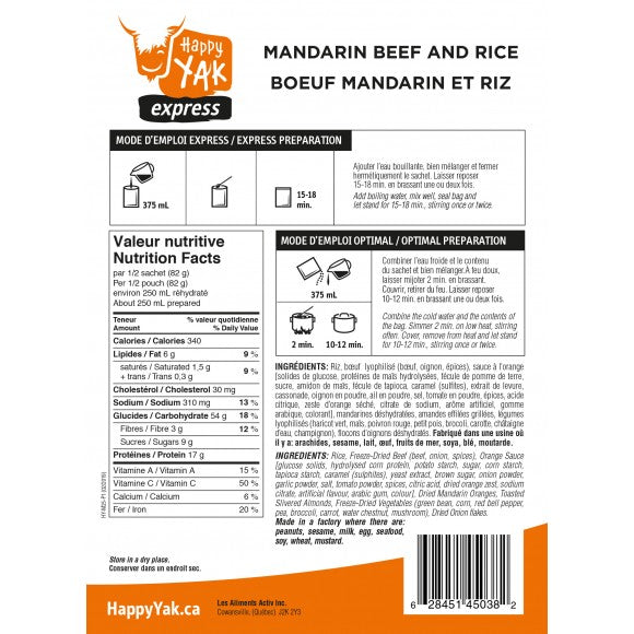 Freeze Dried Mandarin Beef and Rice