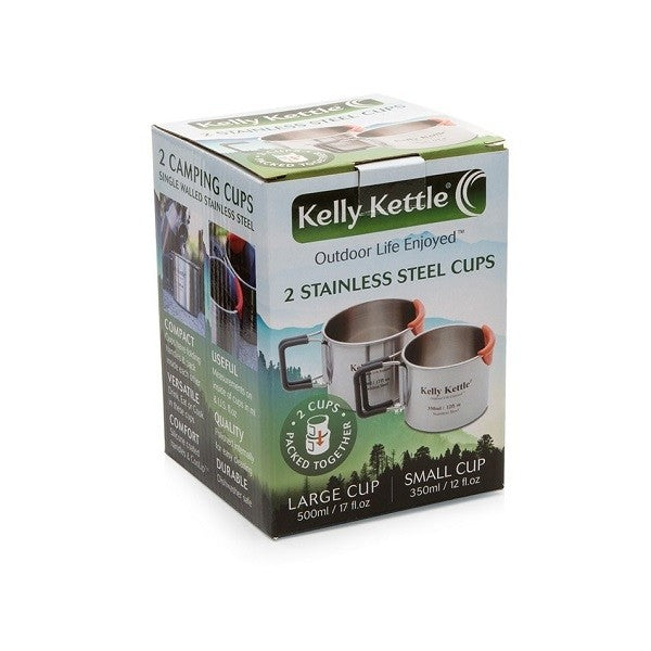 Kelly Kettle 2 Camping Cups- Stainless Steel