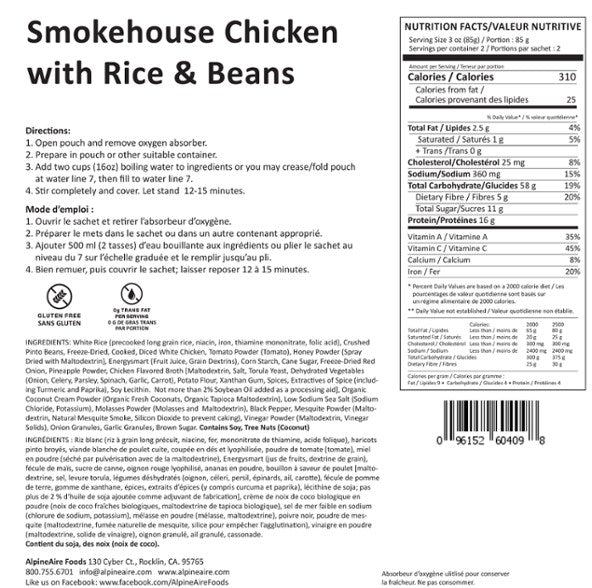 AlpineAire Foods Smokehouse Chicken with Rice & Beans
