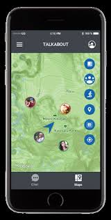 A smartphone showcasing the GO Locate app for locating the motorola t800 geographically. The map is a green colour with peoples avatars shown in different locations.