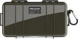 Pelican 1060 Micro Case in green with attached carabiner.