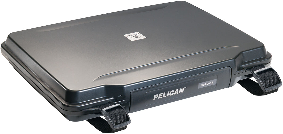 Outside of the Pelican 1095 Laptop Case in black with adjustable straps.
