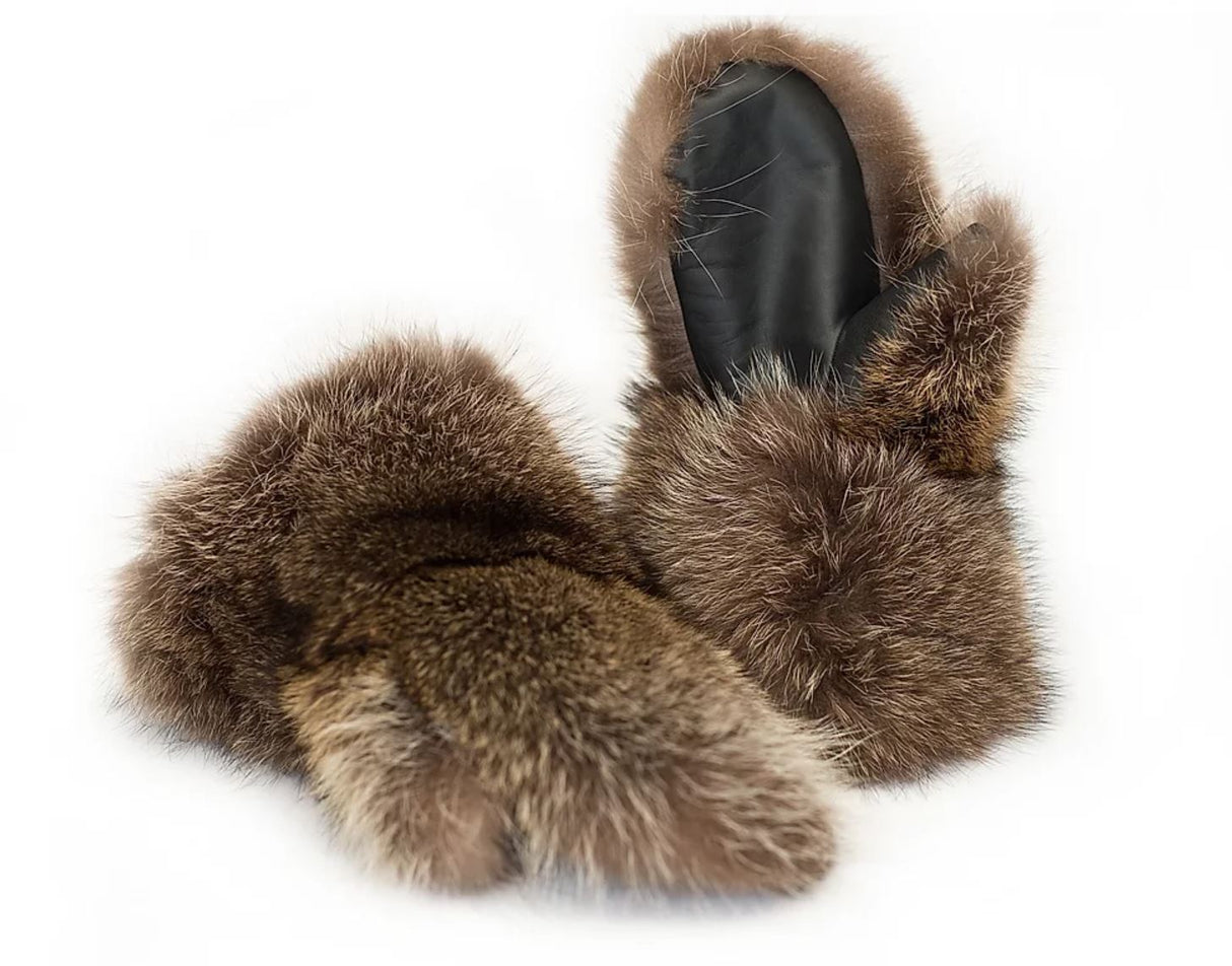 Men's Raccoons Fur Mitts (Made in Canada)