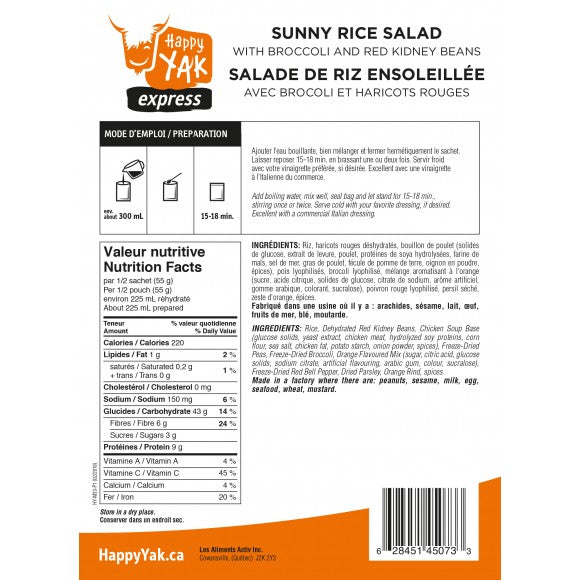 Freeze Dried Sunny Rice Salad with Broccoli and Red Kidney Beans (Vegetarian)