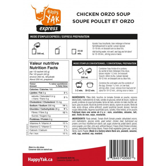 Freeze Dried Chicken Orzo Soup