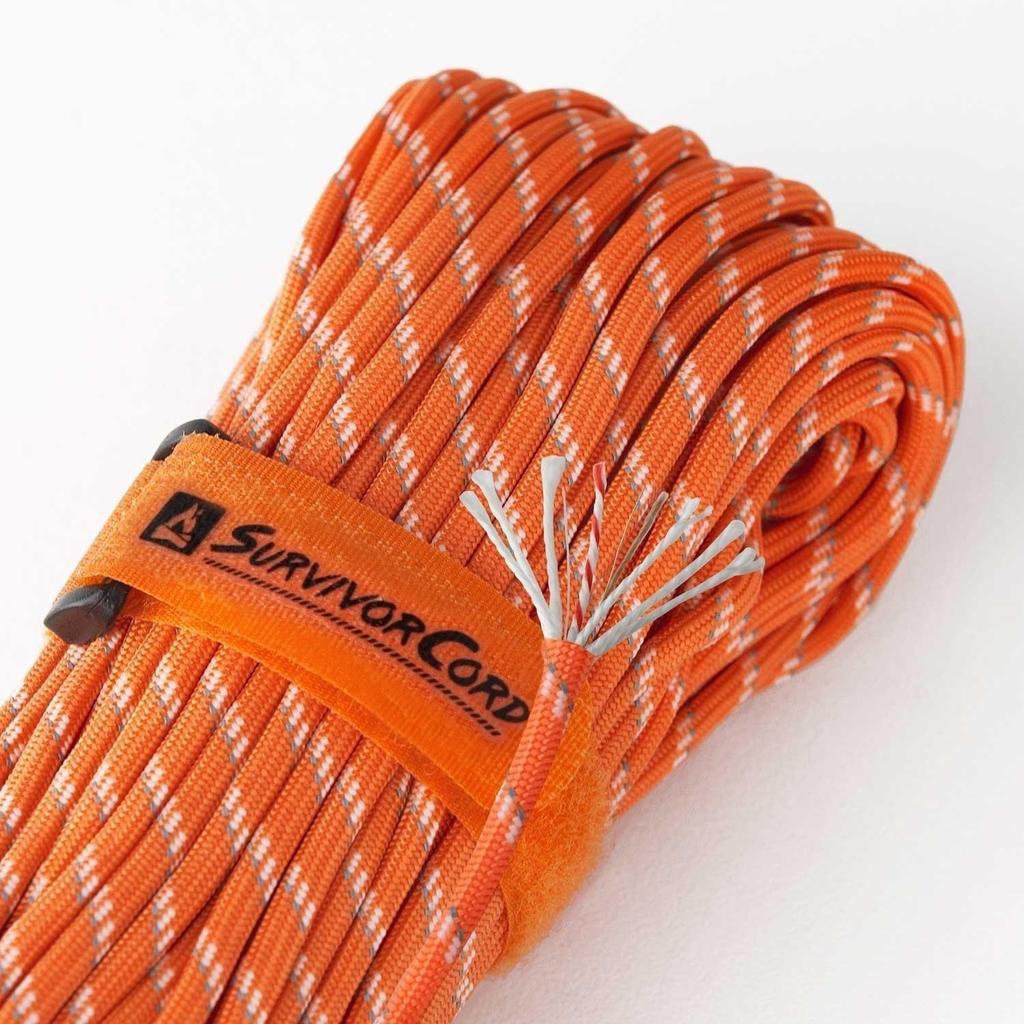 TITAN SurvivorCord (REFLECTIVE SAFETY ORANGE) | 100 Feet | Patented Military Type III 550