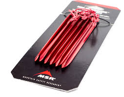 MSR Groundhog Tent Stakes in Red Aluminum.