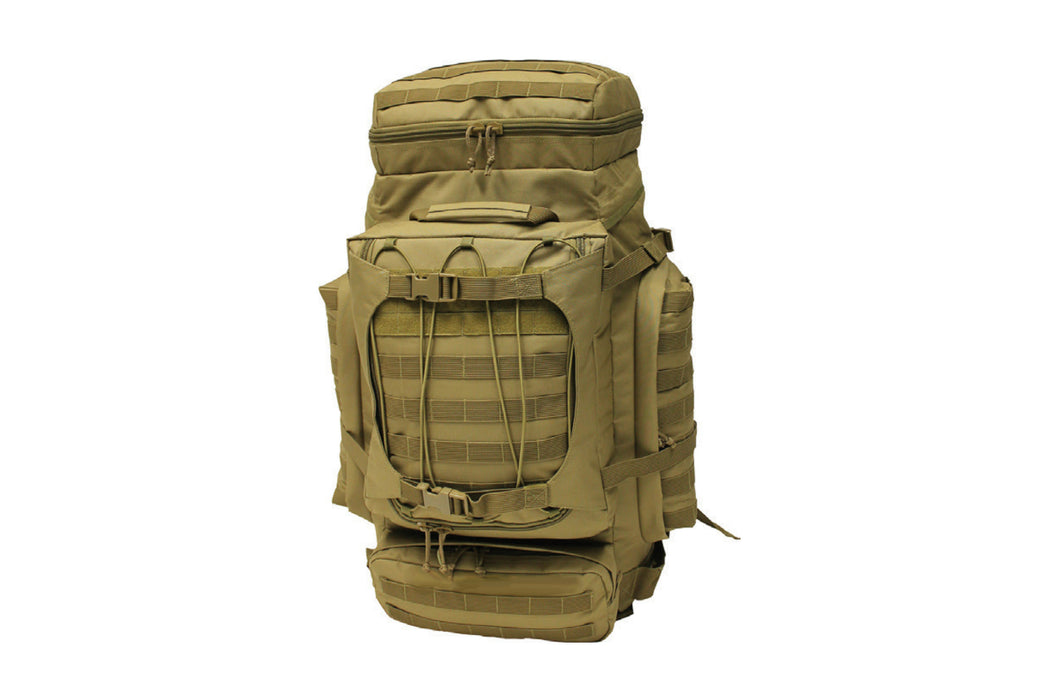 Back meshing webbing of the MIl-Spex Advanced internal frame Backpack in a olive drab colour. On a white background.
